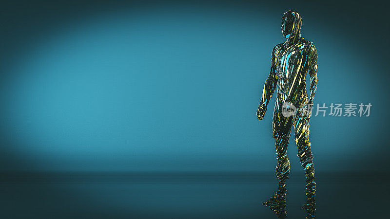 Crude humanoid shape, cyborg, futuristic